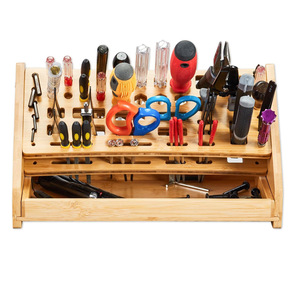 Bamboo <b>Tool</b> Storage Rack With <b>Drawer</b> 450x330x150 Mm For Scissors Screwdrivers And Accessories - Product Image 2
