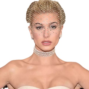 <span class=keywords><strong>Serre</strong></span>-tête en maille perlée avec strass, accessoires de cheveux élégants pour mariée, noir et blanc, pour bal et soirées - Product Image 4