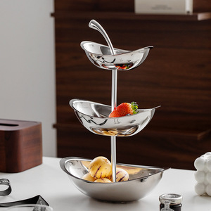 Edelstahl Mehrstöckiges Serviertablett Dessert- und Obstschale Moderner Luxus-Buffetständer Snack-Organizer Großhandelslieferant - Product Image 4