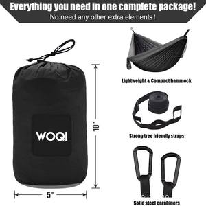 Hamac de camping extérieur Woqi en nylon Ripstop, capacité de charge de 226 kg, portable, simple ou double, noir, design minimaliste - Product Image 3