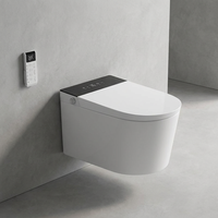 Vente en gros de toilettes intelligentes murales en céramique avec bidet électronique intégré, séchoir, auto-nettoyantes, gain de place, fournisseur pour projets hôteliers