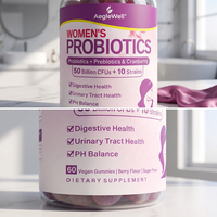 Gummies véganes probiotiques pour femmes OEM ODM, complexe prébiotique à la canneberge, équilibre du pH digestif et urinaire, complément bien-être féminin