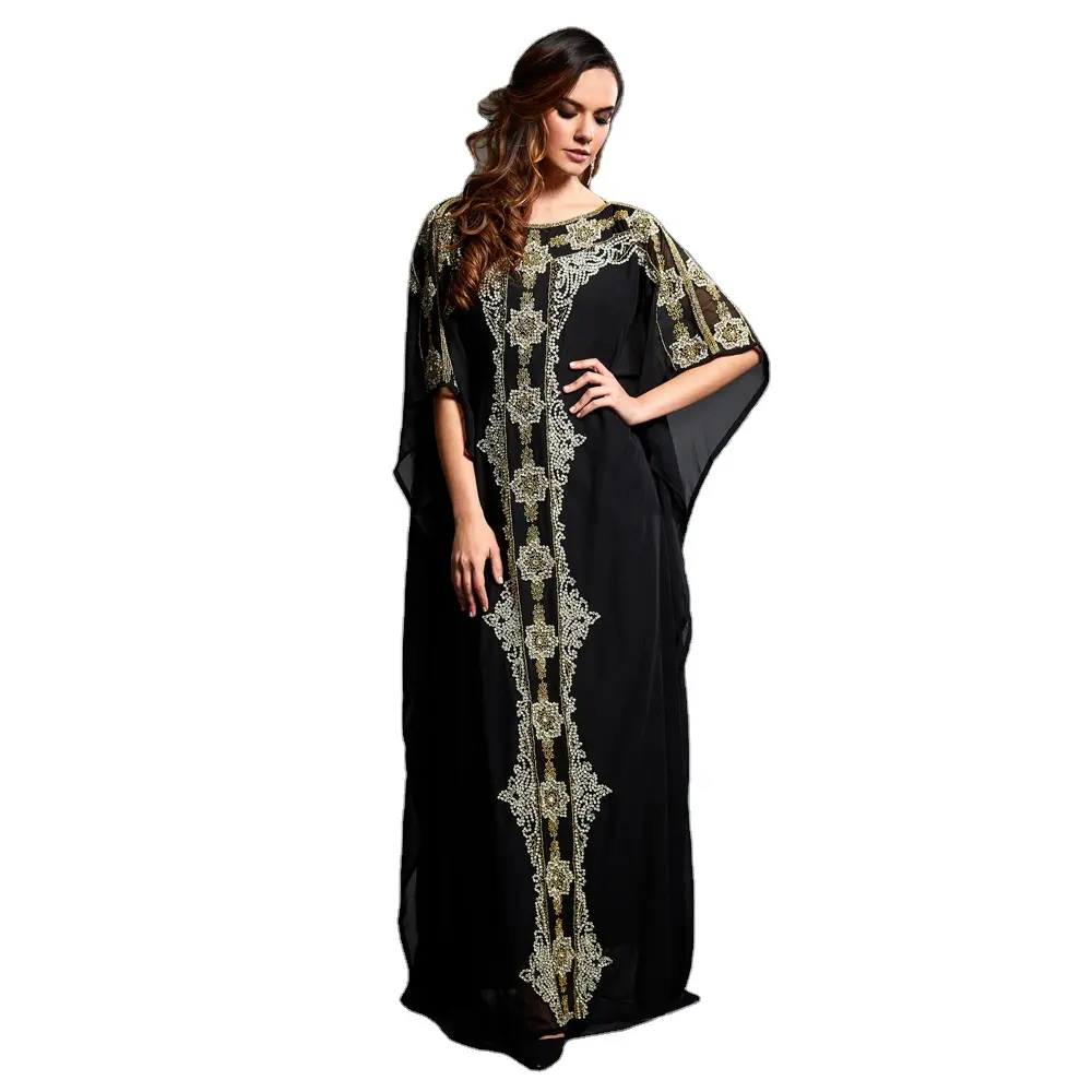 New style dress, Middle East Muslim robe, European and American wish seaside holiday printed chiffon dress