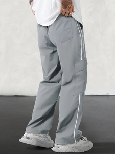 Joggers holgados informales para hombre: ropa de calle americana elegante, azul marino con bolsillos laterales y cintura con cordón, ligero - Product Image 3