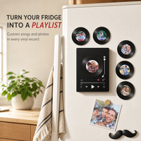 Boîte à musique NFC, aimant de réfrigérateur, lecteur de disque vinyle personnalisé avec photo, appuyez pour jouer, chansons remplaçables, cadeau musical pour la Saint-Valentin, Noël