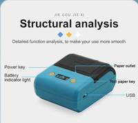 Mini Impresora Portátil de Facturas/Recibos, Inalámbrica, Bluetooth, Impresora Térmica de 80 mm con Interfaz USB+Serial