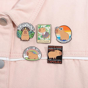<span class=keywords><strong>Aliexpress</strong></span> New Cute Style Capibala Metal Badge Die <span class=keywords><strong>Cut</strong></span> Combinaison Set Zinc Souvenir Model Capybara Broche Creative Buddha - Product Image 1