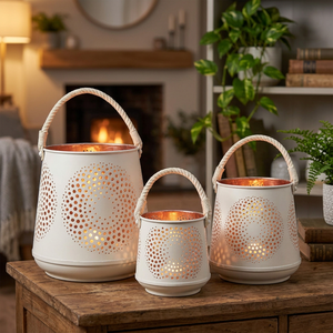 Sonnet Decor – Ensemble de 3 bougeoirs cylindriques en fer, faits à la main, impression numérique 1 couleur, résistants à la chaleur, pour la décoration intérieure, modèle 2113 - Product Image 4