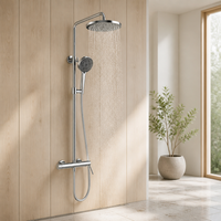 Ensemble de robinetterie de bain et de douche de luxe en laiton chromé poli, avec mitigeur thermostatique apparent et cartouche céramique, pour usage hôtelier, avec jets pluie et doux