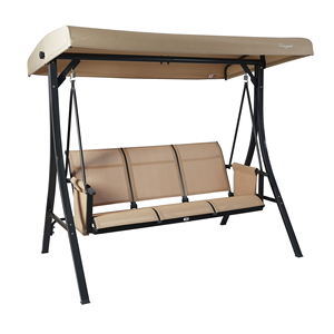 Industrieller Metall-Gartenschaukelstuhl in Beige, Hochwertige Outdoor-Hängemöbel für Park und Hotel, Modernes Design - Product Image 1
