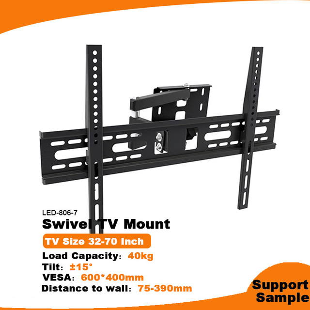 LED-806-7 TV Wall Mount for 32-70 Inch TV, TV Mount with Swivel and Tilt, Full Motion TV Bracket with Max VESA 600X400 MM, 88lbs