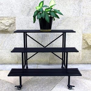 Estante expositor transfronterizo para flores y plantas, estantería de almacenamiento móvil multifuncional para uso doméstico, sencillo estante de hierro forjado para balcón - Product Image 1