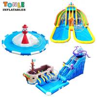 TONLE Prix d'usine Équipement de divertissement pour piscine extérieure Parc aquatique gonflable à thème avec toboggan pour la terre