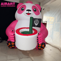 Mascotte géante gonflable en PVC rose de 3 m en forme de panda pour la décoration de fête, ballon panda personnalisé pour les accessoires de scène