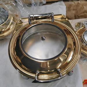 Chauffe-plats de buffet professionnel en acier inoxydable doré et blanc, alimenté au gaz, idéal pour la restauration et les hôtels – Vente chaude - Product Image 2