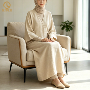 modestes personnalisés 2024 Abaya de Dubaï Robe musulmane en crêpe <span class=keywords><strong>pour</strong></span> femmes Hijab à capuche Abaya Jilbab Robe de prière - Product Image 1