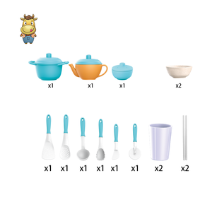 Ensemble de vaisselle et ustensiles de cuisine pour enfants en paille de blé, 15 pièces, jouet de cuisine - Product Image 3