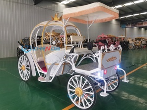 Luxurious Horse Carriage Red Seat for Six People 4 <b>Wheels</b> Luxury Wedding Carriage White Pumpkin Carriage - Product Image 5