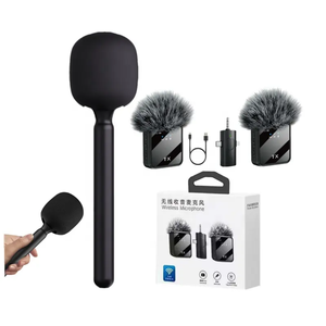3-in-1 draadloze microfoon voor buitengebruik, handheld stick met 2 microfoons, reversmicrofoonhouder voor DJI RODE <span class=keywords><strong>MIC</strong></span>, interview, vlogopnames - Product Image 2