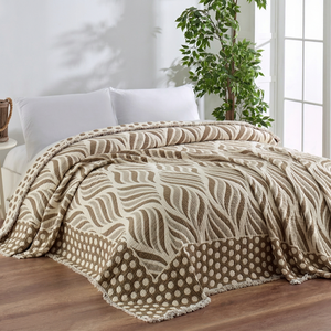 Muslin Weave Inside Cotton Fiber Filled 100% Cotton Blanket Bulky Heavy Thick 160x220cm 62x86inch Plain Collection Blanket - Product Image 1