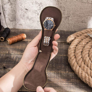 Caja de reloj de cuero PU, caja de almacenamiento para reloj de pulsera, caja de regalo, bolsa de viaje con cremallera resistente a arañazos, bolsa de almacenamiento, estuche para reloj - Product Image 1