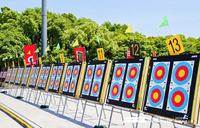 Ensemble d'arc à poulies et flèches pour extérieur Float Island SCOX-Z1321 en matériau XPE, couleur/taille personnalisable, largeur 132 cm, Shandong Archery