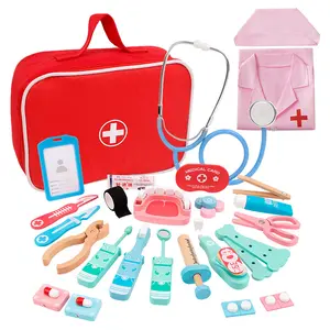 2023 New Children Wooden Role Play Simulation Doctor Nurse Medical Kit Educational Pretend Learning Toys For Boys And Girls