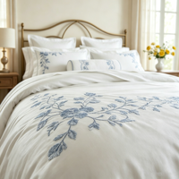 Parure de lit de luxe 100 % coton brodé motif vigne, satin blanc 60S 80S pour hôtels, mariages et suites présidentielles