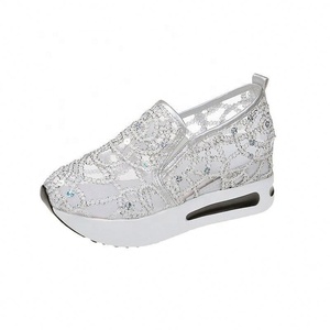 Zapatos Blancos de Mujer para Verano, de Encaje, Malla, Gasa, Casuales, con Aumento Interno - Product Image 6