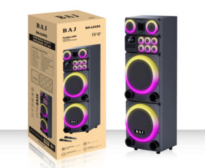 ลำโพงบลูทูธแบบแบฟเฟิลพร้อมไมโครโฟนไร้สาย ลำโพงคู่ขนาด 15 นิ้ว 100 วัตต์ ลำโพงคาราโอเกะขนาดใหญ่ - Product Image 5