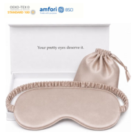 Masque pour les yeux en soie de mûrier 100% Grade 6A avec logo personnalisé, 22 Momme, doux, élastique et réglable, pour le sommeil, les voyages et la sieste quotidienne