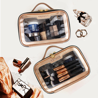 Étui à pinceaux de maquillage transparent imperméable à l'eau avec logo personnalisé, sac cosmétique en PVC durable et tendance