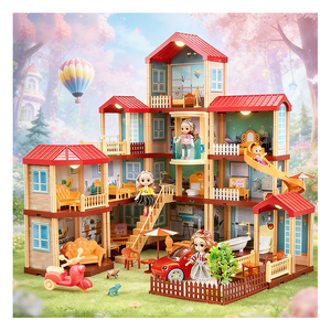 Casa de Juegos de Plástico para Niños, Casa de Muñecas con Muebles y Accesorios, Juego de Imitación, Mansión, Villa, Set de Regalo - Product Image 1