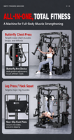 FRS Smith Machine, Appareil d'entraînement multifonctionnel tout-en-un pour la maison, Power Rack, Crossover à câbles, Rack à squats, Double pile de poids