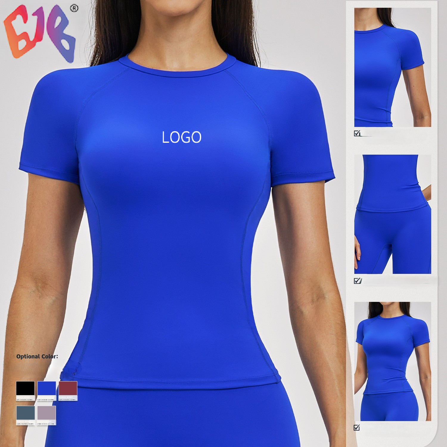 Womens Brushed Yoga Short Sleeve Round Neck Slim Fit Waist T Shirt Outdoor Running Fitness Workout Top
