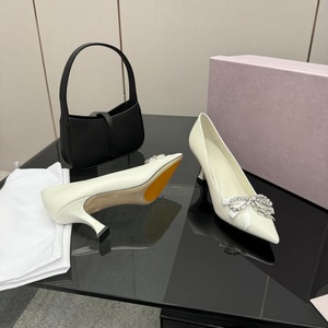Jimmy Crystal Bow Embellished Mid Heel Pumps for Women Pointed Toe Slip On <b>Shoes</b> for Formal Occasions and Date Nights Chooing - Product Image 6