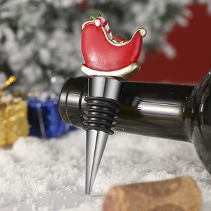 Resin Christmas Sleigh <b>Wine</b> Stopper Red <b>Wine</b> <b>Bottle</b> Sealer Holiday Gift Party Decor - Product Image 1