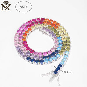 5A cubique zircone Tennis collier 925 en argent Sterling griffe ensemble Hip Hop bijoux <span class=keywords><strong>or</strong></span>/argent plaqué dames Premium chaîne cadeau - Product Image 3