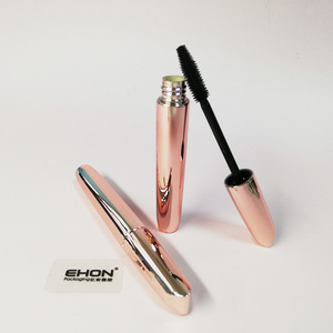 Tube de mascara métallique or rose vide, emballage cosmétique pour cils avec logo personnalisé, conteneur de mascara en plastique ABS avec bouchon à vis et applicateur brosse - Product Image 5