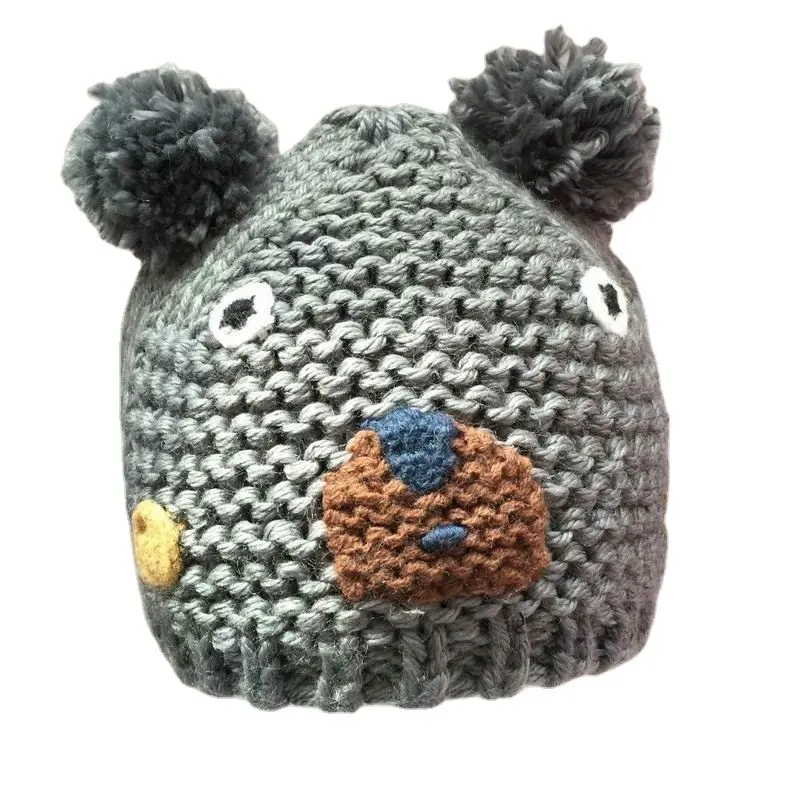 new style funny animal kids iceland wool acrylic cotton lining beanies custom knitted hat for baby