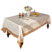 Nappe de table rectangulaire de style français vintage, imperméable, à motif géométrique, luxe léger, haut de gamme, résistante à l'huile pour la maison
