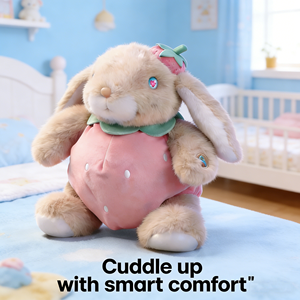 Peluche Lapin Fraise Intelligente IA avec Yeux Animés, Contrôle via App Tuya, Dialogue Multilingue, Jouet Compagnon Éducatif Mignon - Product Image 2
