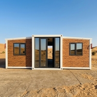 Casa Contenedor Expandible de Doble Ala con Acabado en Piedra, Casa Prefabricada Pequeña, Vivienda para Trabajadores de Campamento en el Desierto, Proveedor de Fábrica