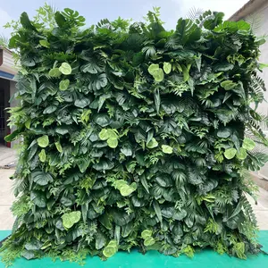 EG-VB021 Custom Fabric Cloth Roll Up Photo Booth Greenery Backdrop Wedding Artificial Green Flower Wall Backdrop