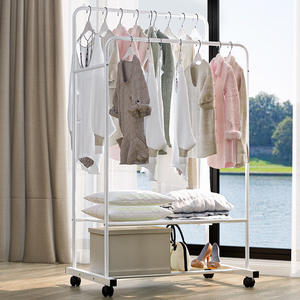 Heavy Duty <b>Metal</b> Clothing Rolling <b>Rack</b> with Wheels for Hanging Shirts Pants Coats Ties Belts Lingerie Hats - Product Image 1