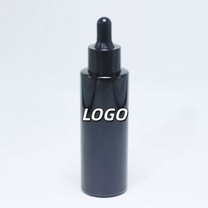 Botella de Vidrio con Gotero para Aceites Esenciales y Sueros Cosméticos, Hombro Plano, 20ml, 30ml, 40ml, 60ml, Negra, con Gotero de Bambú y Serigrafía - Product Image 1