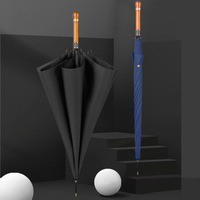 Luxe 27 pouces manche en bois solide étanche promotionnel conception personnalisée sérigraphie logo impression coupe-vent affaires golf parapluie