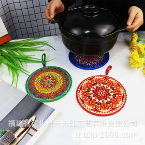 แผ่นรองจานไม้ก๊อกทรงกลมฝูเจี้ยน ลายแมนดาลา ป้องกันความร้อน ขอบเชือกสีเขียว ซัมเมอร์ 2021 รุ่น 20201116 - Product Image 4