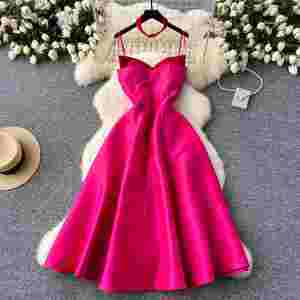 Vestido Midi Casual Elegante de Verano para Mujer, Vestido de Encaje sin Mangas, Color Rojo, Negro y Blanco - Product Image 2