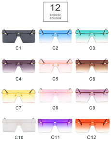 DOISYER 2021 nueva moda gafas de sol cuadradas sin montura azul/oro <span class=keywords><strong>Metal</strong></span> una pieza lente océano gafas de sol de gran tamaño para mujer - Product Image 2